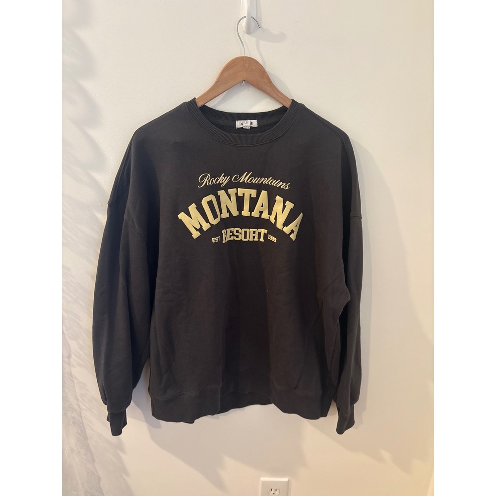 GARAGE Montana Rocky Mountains Resort Black Sweatshirt Pullover G‎ L